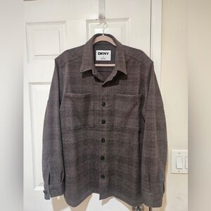 DKNY Dark Brown Plaid Shirt